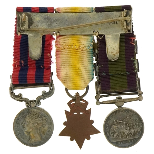 1453 - A British military miniature dress medal group comprising Afghanistan 1878-79-80 medal with Charasia... 