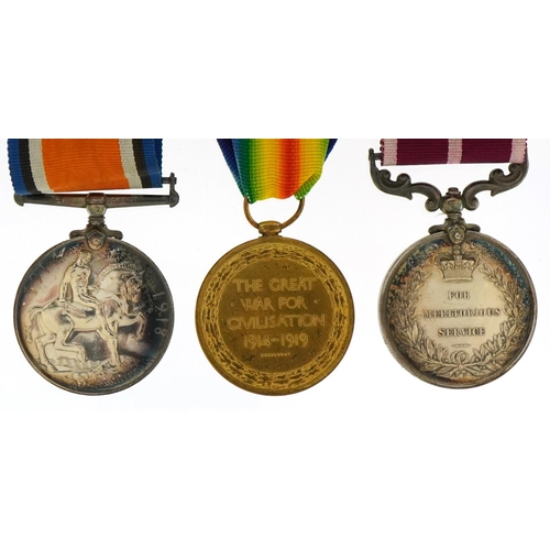  British military World War I medal group including Meritorious Service medal awarded to 321048 C.O.M... 