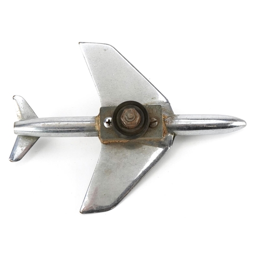 1386 - A vintage chrome plated car mascot in the form of an aeroplane, 20cm in length.