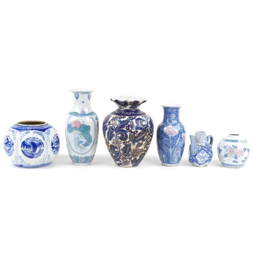 2524 - A mixed group of various Chinese porcelain vases, 20th century, each with hand painted decoration, t... 