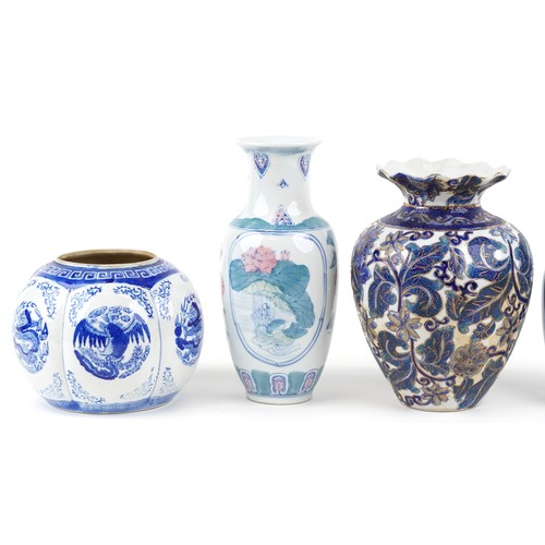 2524 - A mixed group of various Chinese porcelain vases, 20th century, each with hand painted decoration, t... 