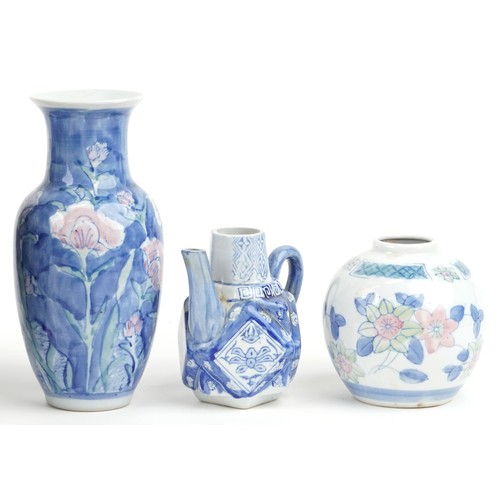 2524 - A mixed group of various Chinese porcelain vases, 20th century, each with hand painted decoration, t... 