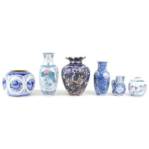 2524 - A mixed group of various Chinese porcelain vases, 20th century, each with hand painted decoration, t... 