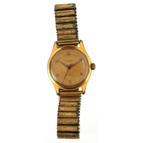 3407 - Majorex, a vintage gentlemen's manual wind wristwatch having gilt dial with Arabic numerals, the cas... 