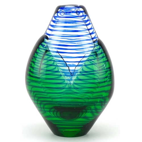  A mid 20th century Svoboda Karlov clear and green art glass vase, Czech Republic circa 1938, unsigne... 