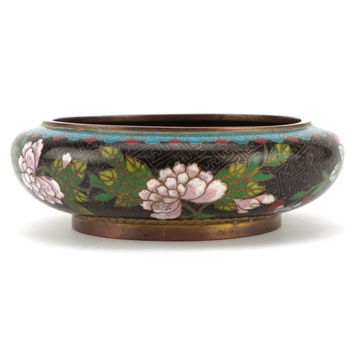 522 - A Japanese cloisonné bowl, early 20th century, with floral decoration, 16cm in diameter.