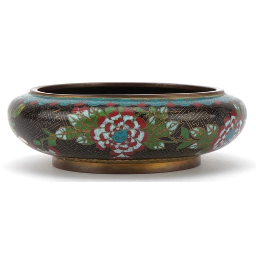 522 - A Japanese cloisonné bowl, early 20th century, with floral decoration, 16cm in diameter.