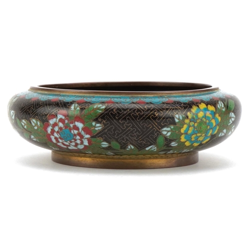 522 - A Japanese cloisonné bowl, early 20th century, with floral decoration, 16cm in diameter.