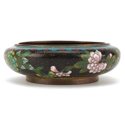 522 - A Japanese cloisonné bowl, early 20th century, with floral decoration, 16cm in diameter.