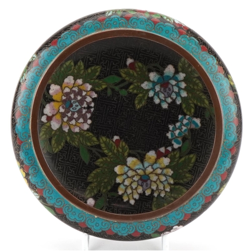 522 - A Japanese cloisonné bowl, early 20th century, with floral decoration, 16cm in diameter.