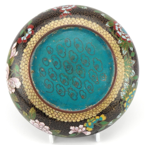 522 - A Japanese cloisonné bowl, early 20th century, with floral decoration, 16cm in diameter.