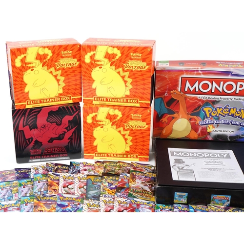 1149 - A large collection of Pokémon trade cards and a Monopoly board game, including Paradox Rift, Astral ... 