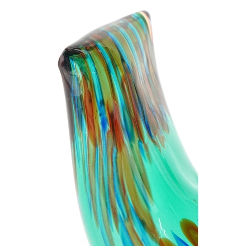 42 - Alessandro Pianon for Vetreria Vistosi, a Murano Pulcino green and blue polychrome glass Pulchino bi... 