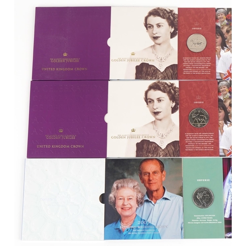 1297 - Seven United Kingdom brilliant uncirculated coin sets and crowns to include 2007 coin set, Royal Shi... 