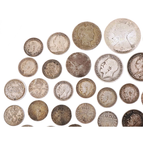 1249 - 19th century and later British silver coinage to include two Victorian Gothic florins, shillings, si... 