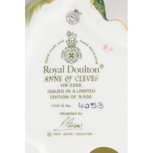 1010 - Three Royal Doulton figures comprising Classics Doctor HN4286, Robert Burns HN3641 and Anne of Cleev... 