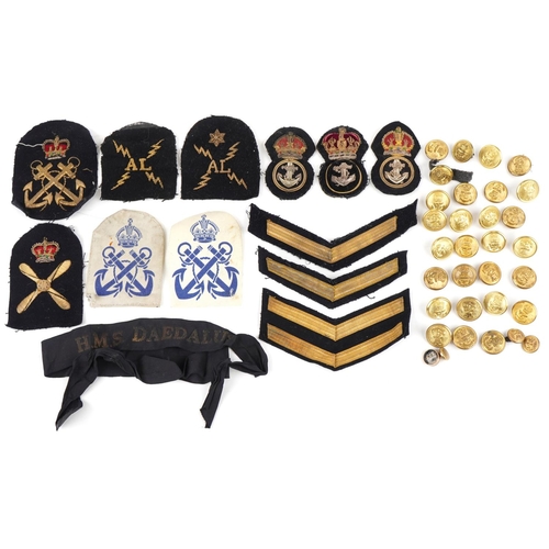 1483 - Naval interest militaria including cloth patches and uniform buttons.