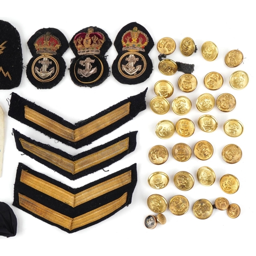 1483 - Naval interest militaria including cloth patches and uniform buttons.