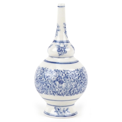 413 - A Chinese blue and white porcelain rose water vessel made for the Islamic market, 16cm high.