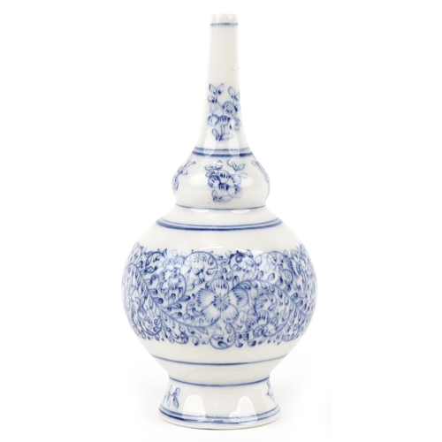 413 - A Chinese blue and white porcelain rose water vessel made for the Islamic market, 16cm high.