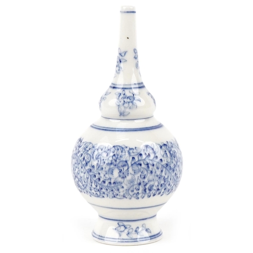 413 - A Chinese blue and white porcelain rose water vessel made for the Islamic market, 16cm high.