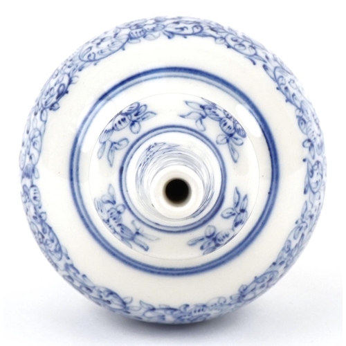 413 - A Chinese blue and white porcelain rose water vessel made for the Islamic market, 16cm high.