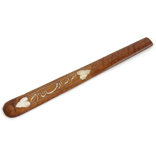 394 - A Turkish Ottoman Quran wooden page turner, 35.5cm in length.