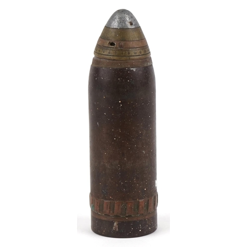 1455 - A 20th century artillery shell with removable screw top , 25cm high