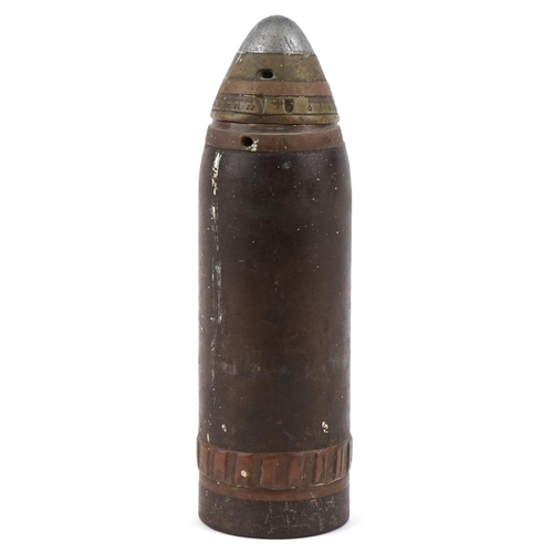 1455 - A 20th century artillery shell with removable screw top , 25cm high