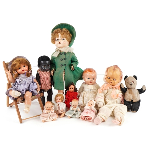 1137 - Vintage composite dolls including a Pedigree walking doll with jointed limbs and open/close eyes and... 