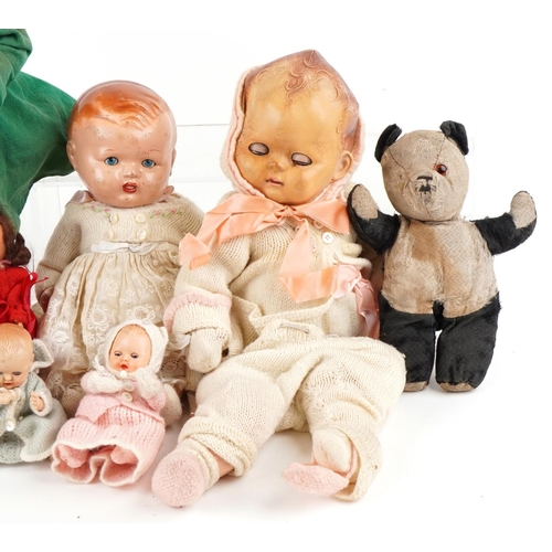 1137 - Vintage composite dolls including a Pedigree walking doll with jointed limbs and open/close eyes and... 