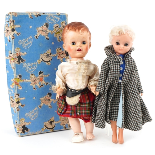 1136 - A vintage Rosebud doll with a collection of clothes and accessories and a vintage Pedigree doll, the... 