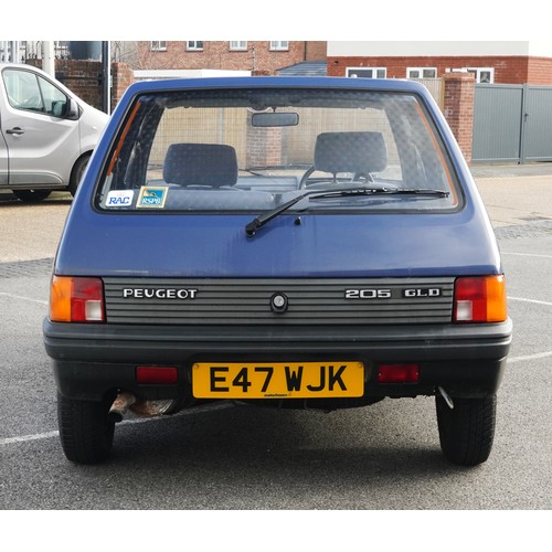 2000 - A 1987 blue Peugeot 205 GLD five door saloon, 1769cc, registration number E47 WJK, with new MOT, mil... 