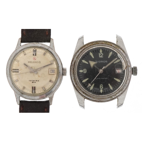 3713 - Two vintage gentlemen's manual wind wristwatches  including Sidros and Helbros Invincible.