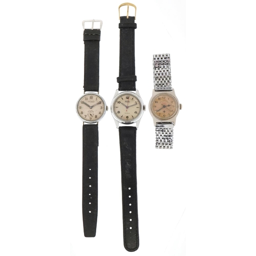 3711 - Three vintage wristwatches, two with military type dials, comprising West End Watch Co., Berkley and... 