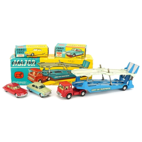 1090 - Corgi diecast vehicles with boxes comprising Carrimore Car Transporter 1105, Rover 2000 252 and Citr... 