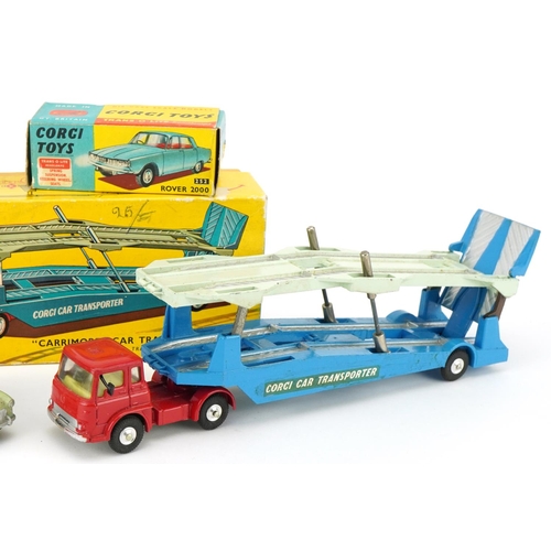 1090 - Corgi diecast vehicles with boxes comprising Carrimore Car Transporter 1105, Rover 2000 252 and Citr... 