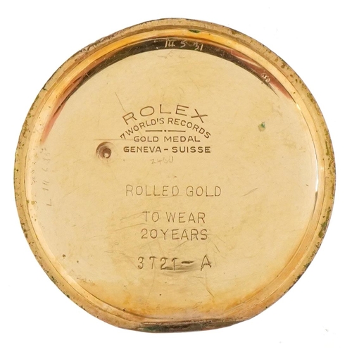 3038 - Rolex, a gentlemen's military interest gold plated manual wind trench watch having enamelled dial wi... 