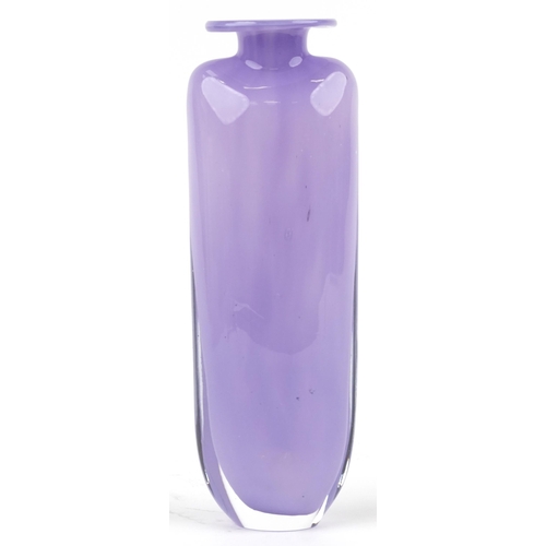 44 - A Kosta Boda Swing Series purple art glass vase by Kjell Engman, model number 48894, 26cm high.