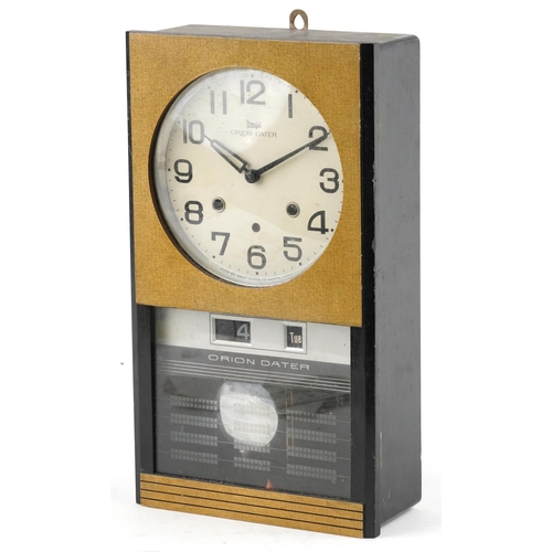 1637 - A vintage Meiji Orion Data wall clock, circa 1978, 42cm H x 24cm W x 10cm D.