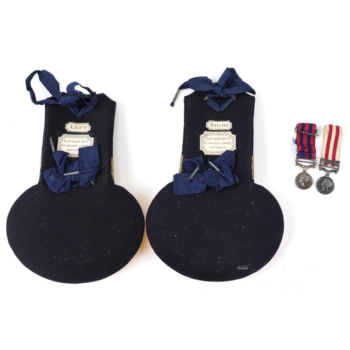 1454 - A pair of British military officer's epaulets and dress medals with paper label for Colonel Edward A... 