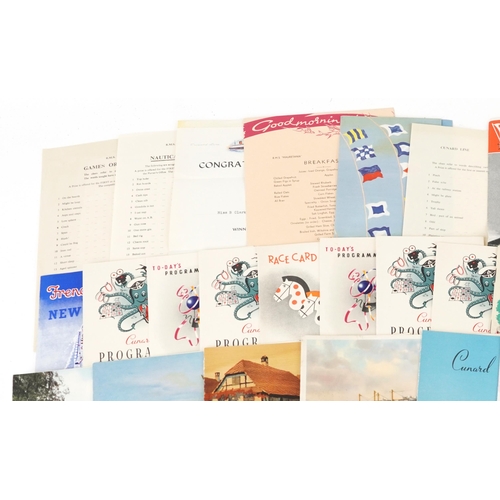 1401 - A large collection of 1950s/60s shipping menus including Cunard Line, French Line and Holland-Americ... 