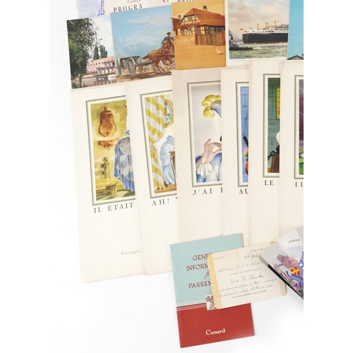 1401 - A large collection of 1950s/60s shipping menus including Cunard Line, French Line and Holland-Americ... 