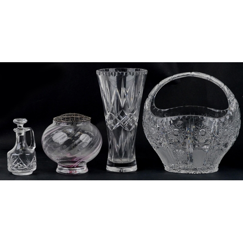 2554 - Cut crystal and glassware including a good quality fruit basket and an Edinburgh Crystal decanter wi... 