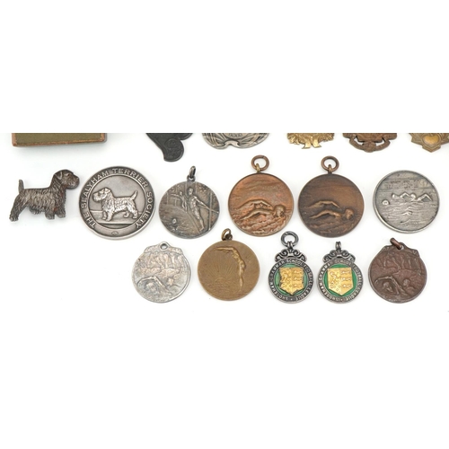 1400 - A group of early 20th century Belgian bronze, silver and gilt metal presentation medallions, predomi... 