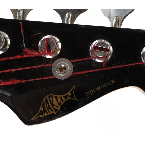 A Marlin Sidewinder electric four string bass guitar finished in black ...