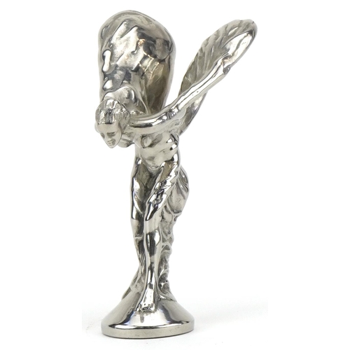 1384 - A motoring interest chromed Spirit of Ecstasy figure, 12cm high.