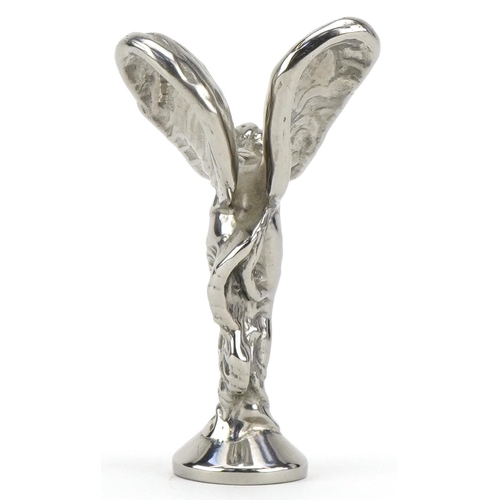 1384 - A motoring interest chromed Spirit of Ecstasy figure, 12cm high.