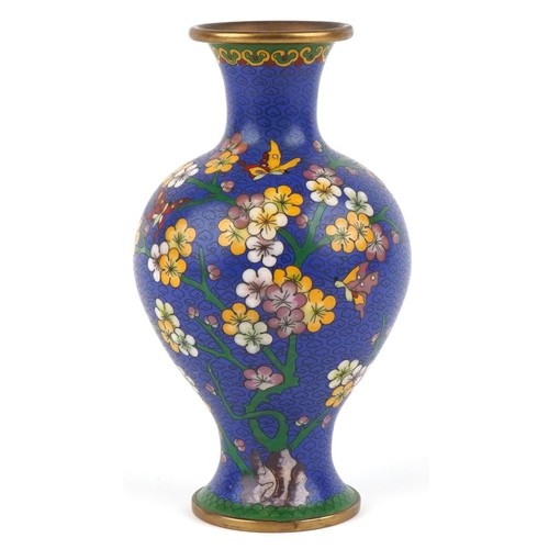 225 - A Chinese cloisonné vase, 20th century, decorated with insects and flowers, bearing character marks ... 