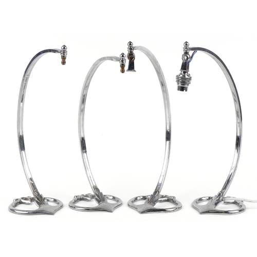 2572 - A set of four Arts & Crafts design chromed table lamps, 37cm high.